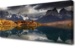 Fotoobraz na płótnie Odbicie Gór w Lustrze Wody