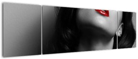 Obraz - Portret kobiety z czerwoną szminką (170x50 cm)