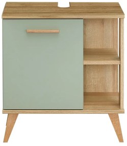Zielona szafka pod umywalkę bez baterii w dekorze dębu 61x65 cm Set 963 – Pelipal