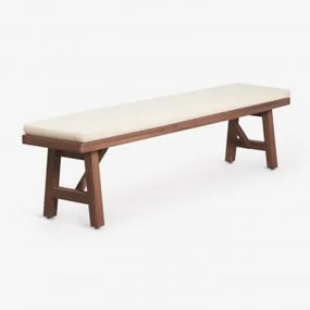 Ławka 190 Cm Z Drewna Akacjowego Dubai Ciemny Akacjowy Brąz & Tkaniny Gardenia Biel - Sklum