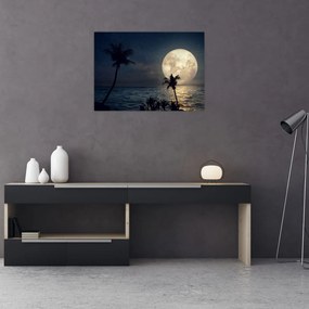 Obraz na szkle - Plaża pod pełnią księżyca (70x50 cm)