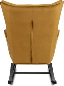Fotel Bujany na Biegunach Uszak Wypoczynkowy JACKSON Musztardowy Welurowy do Salonu Nowoczesny