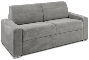 Kanapa 3-osobowa rozkładana typu express z jasnoszarego sztruksu - Miejsce do spania z szerokimi listewkami 140 cm - Materac 14 cm - CALITO
