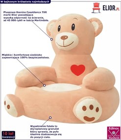 Beżowy fotelik dziecięcy pluszowy miś - Almada