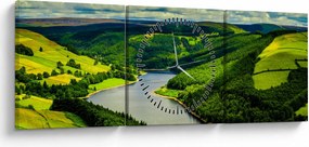 Obraz - Zielony krajobraz (z zegarem) (90x30 cm)