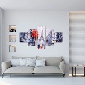 Obraz ulicy w Paryżu, obraz olejny (125x70 cm)