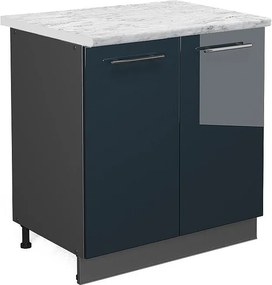 Szafka pod zlew ciemnoniebieski wysoki połysk 80x60x82 fame-line