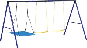 Zestaw Huśtawek AIYAPLAY dla 3 Dzieci, Nośność 120 kg, Huśtawki Ogrodowe, Kolorowe