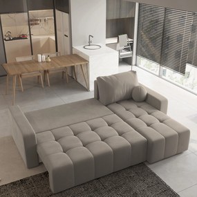 Masseno Narożnik VOLIRA z funkcją spania i pojemnikiem na pościel Narozniki L, Rozkładana sofa - Beżowy, PAROS 02