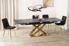Rozkładany stół ceramiczny Ibiza 160-240 cm, czarny marmur/złoty