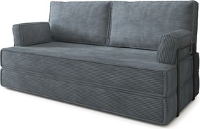 Masseno Sofa piankowa SILAR z funkcją spania, Kanapa z pianki do salonu, Bezmontażowa, Tkanina sztruksowa – Szary POSO 60