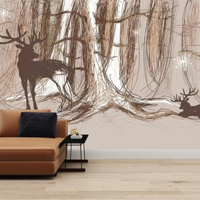 Fototapeta - Jeleń wśród drzew (196x136 cm)