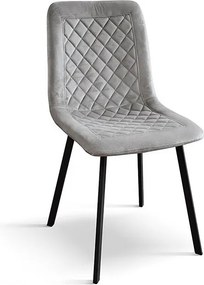 Zestaw 4 krzeseł z szarego aksamitu i antracytowymi metalowymi nogami - NOHO