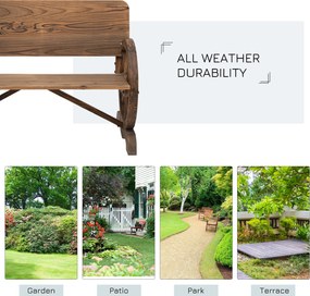 Outsunny Wygodna Ławka Ogrodowa z Podłokietnikami - Lite Drewno, Brązowa, 114x58x80cm - Solidny Mebel na Taras