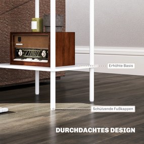 HOMCOM Nowoczesny Stolik Boczny 2-poziomowy z Przestrzenią do Przechowywania i Metalową Ramą do Salonu, Sypialni, Biały