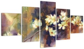 Obraz - Białe magnolie, malarstwo (125x70 cm)