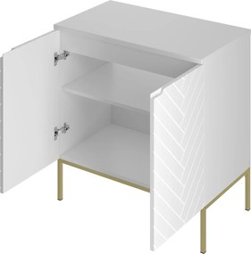 Szafka z umywalką nablatową Aspen 08, biały mat/złoty, 80 cm - zestaw 2