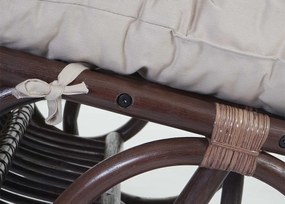 Fotel bujany MCW-C40 Rattan,  kremowa poduszka