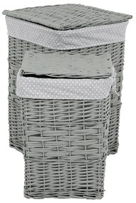 Zestaw wiklinowych koszy na bieliznę Szara kropka, 2 szt., 2 rozmiary, 40 x 60 x 40 cm