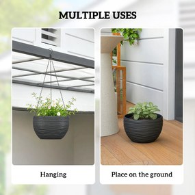 Outsunny Pojemniki na rośliny do wnętrz i na zewnątrz, samonawadnianie, wiszące donice z metalowymi łańcuchami, 4 sztuki, czarne | Aosom PL