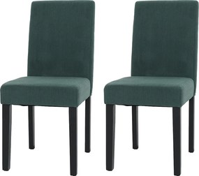 Krzesło do jadalni Littau Cord (zestaw 2 sztuk), zielony, ciemne nogi