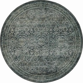 Dywan vintage INKA Oriental z Efektem Postarzenia Zielony koło 120 cm x 120 cm