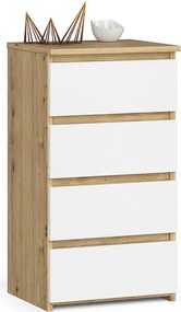 Komoda AKORD CL4 Dąb Artisan 40 cm 4 szuflady kolor Biały mat 40x35x74 cm