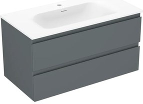 Mexen Orio szafka łazienkowa 90 cm z umywalką Vela, 2 szuflady, grafit mat/biała mat - 91A10-09047-2-BFF66-W23M01