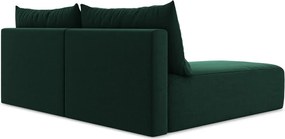 Ciemnozielony aksamitny rozkładany/ze schowkiem narożnik (lewostronny/z szezlongiem) Kalena – Makamii
