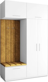 Masseno Garderoba REMA 150/240/60 cm Nowoczesna Szafa do Przedpokoju Biała, MONOLITH 48 (Żółty)
