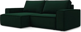Narożnik lewostronny z funkcją spania - z tkaniny welwetowej - butelkowa zieleń - KIMO