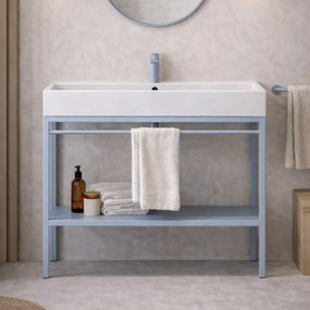 Zestaw umywalka z konglomeratu NAVI 70 x 45 cm + stojąca konsola NAVI Step | Różne kolory | Różne rozmiary : Kolor - Niebieski, Otwory na baterię - Bez otworów, Rozmiar - 100 x 45 cm