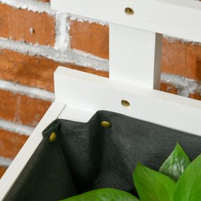 Outsunny Skrzynka na rośliny z pergolą, 4 koła, Drewno naturalne, Wodoodporna powłoka, biała, 76 x 30 x 155 cm