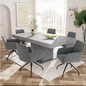 Zestaw 6 obrotowych krzeseł 360° Velvet - 85 x 60 x 46 cm - tapicerowany fotel z 4 metalowymi nogami - czarny