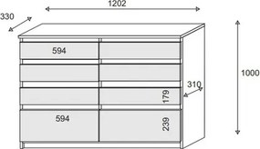 Komoda ADRIANO 120 cm do Salonu Sypialni 8 Szuflad Biały
