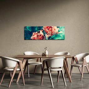 Obraz wiosennych kwiatów (z zegarem) (90x30 cm)