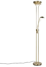 Lampa stojąca złota z lampką do czytania, w tym LED i ściemniacz - Diva 2 Nowoczesny Oswietlenie wewnetrzne