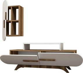 Stolik pod telewizor z szafką Rose Walnut and White