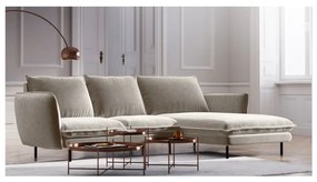 Beżowa narożna aksamitna sofa prawostronna Cosmopolitan Design Vienna