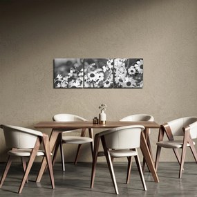 Obraz - Stokrotki (z zegarem) (90x30 cm)