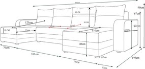 Rozkładany zestaw wypoczynkowy w kształcie U VALERIO 305x140 cm, ciemnoszary/jasnoszary