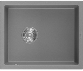 Mexen Pedro zlewozmywak granitowy 1-komorowy 560 x 460 mm, szary, syfon chrom - 6508561000-71