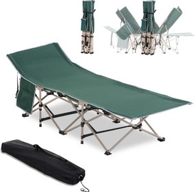 Outsunny Łóżko kempingowe składane odporny na warunki atmosferyczne zielony beżowy 190x68x52cm z torbą | Aosom PL
