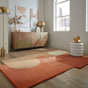 Wełniany dywan tkany ręcznie w kolorze terakoty 200x290 cm Lozenge Terracotta – Flair Rugs