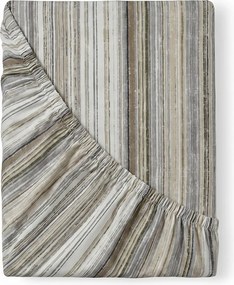 Kvalitex Prześcieradło bawełniane z gumką Prążek szaro-beżowy, 180 x 200 cm, 180 x 200 cm