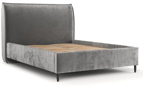 Szare tapicerowane łóżko dwuosobowe ze schowkiem i stelażem 180x200 cm Shell – Maison de Rêve