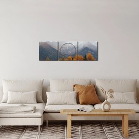 Obraz - Widok na grzbiety górskie (z zegarem) (90x30 cm)