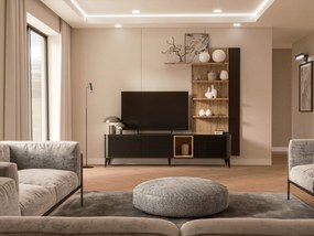 Szafka RTV Breathtaker 220 cm, dąb Cabezone/dąb Artisan/dąb Czarny