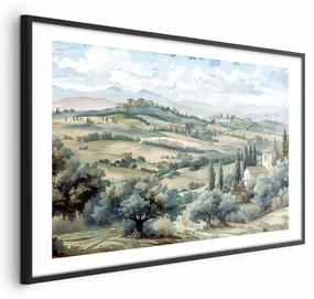 Plakat Pejzaż z polami 42x29,7 cm z ramą czarną z marginesem ARTGEIST B