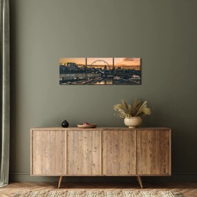Obraz - miasto portowe (z zegarem) (90x30 cm)
